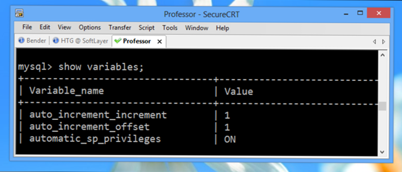 Show variables