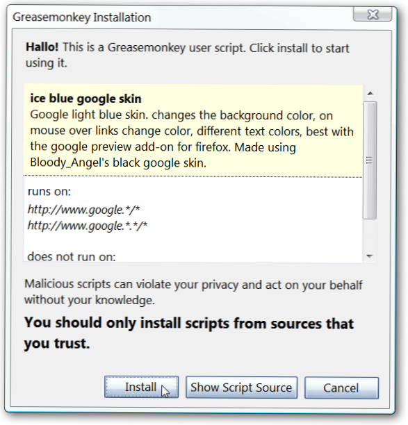 Users scripts. Users scripts